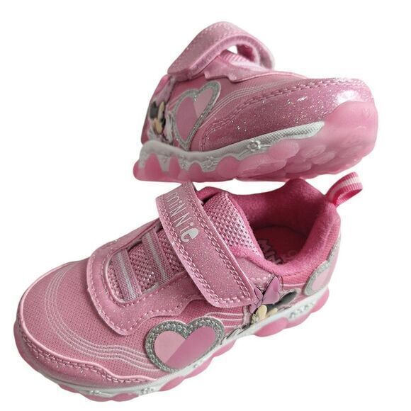 Minnie shoes for girls sneakers with LED light without laces Pink Size 7 (15 cms - Picture 4 of 14
